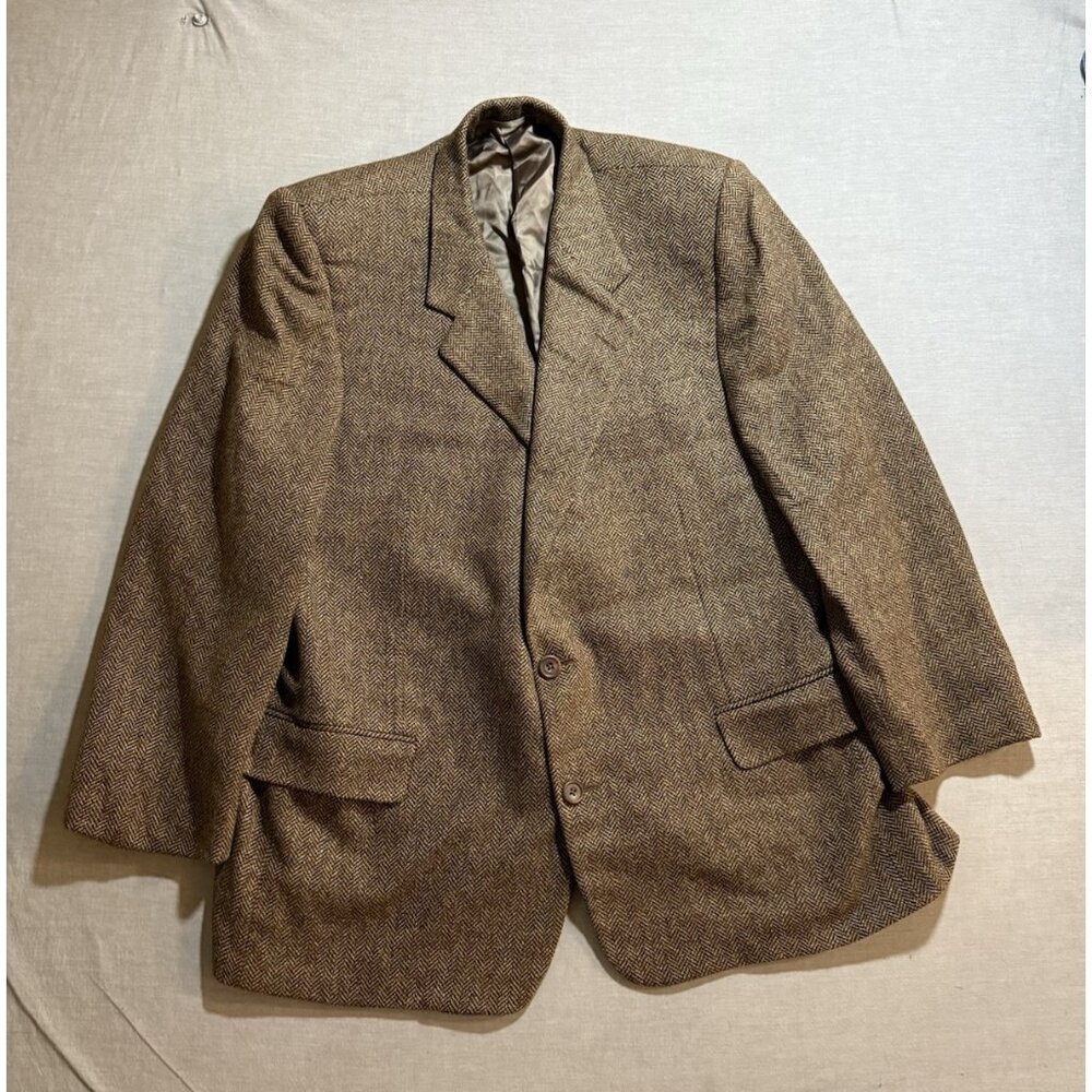Hickey Freeman Mens Herringbone Cashmere Blazer Size 40 Old Money Classic Career